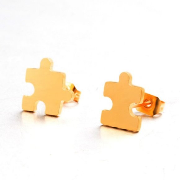 Jewelry - BRAND NEW!! GOLDTONE STAINLESS  PUZZLE  STUD EARRINGS - AUTISM AWARENESS! 💜🙏💜